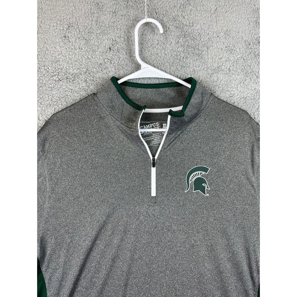Michigan State MSU Spartans Shirt Mens XL Gray 1/‎ Zip Long Sleeve Stretch Rugby